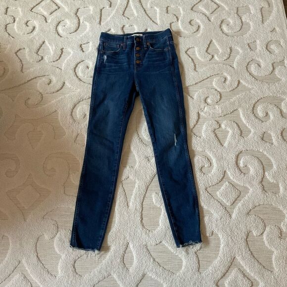 NEW Madewell High-Rise skinny Jeans Dark Blue Denim Wash - Picture 2 of 6
